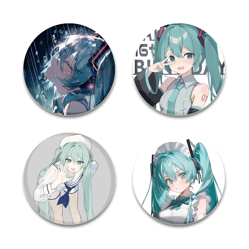 32/44/58mm Round Brooches Rock Punk Hand Music Badges Miku Electronic Musician Fans Collection Accessories Jewelry Gifts