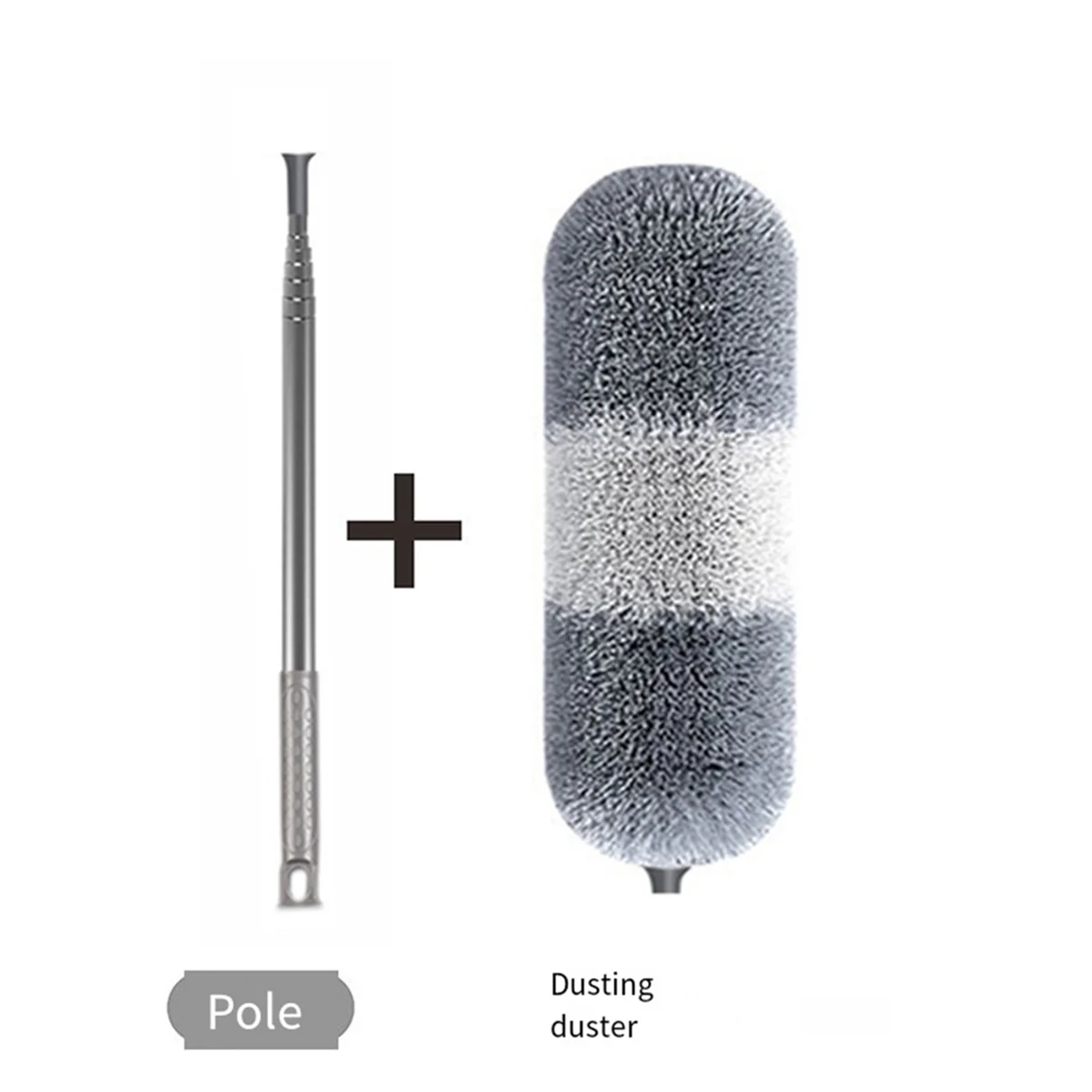 Dust Brush, Microfiber Duster, Retractable Crevice Dusting Tool, Furniture Cleaning Brush Gray