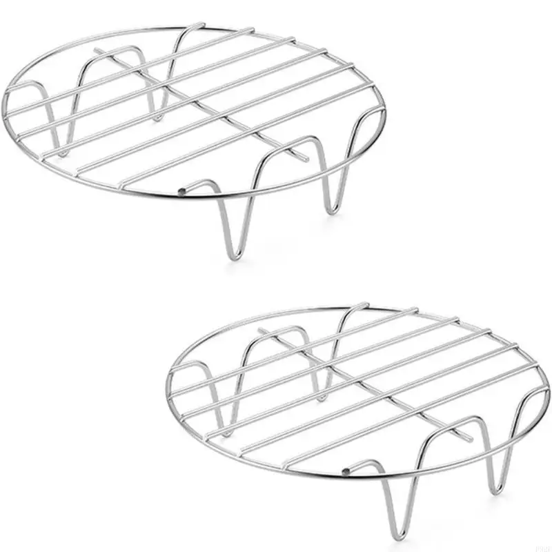 F92F 2pcs Stainless Steel Air Fryers Rack for Grilling and Baking Round Steaming Tray