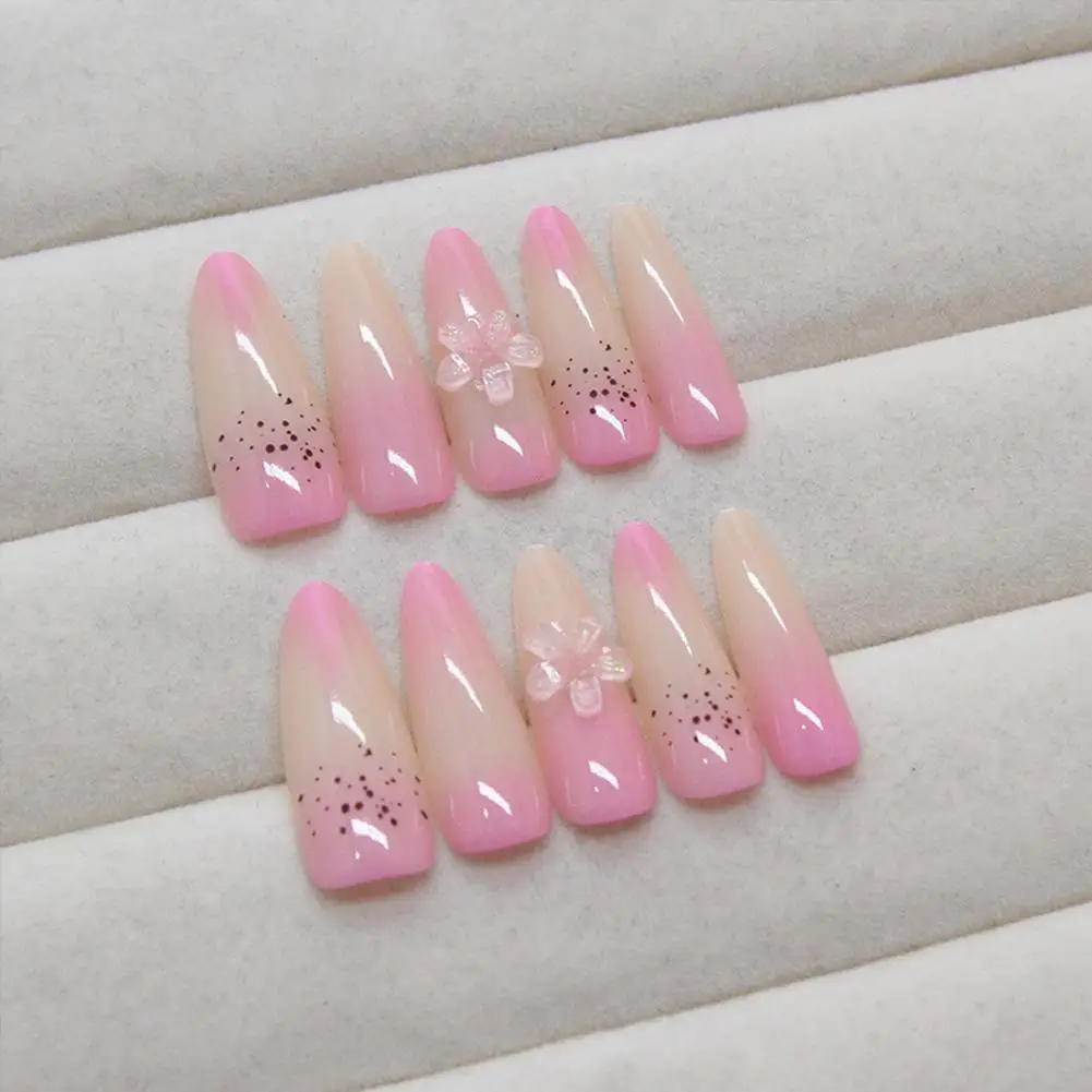 Gradient Patch เล็บปลอมหวาน Rench สเตอริโอหมีโบว์สวมเพชรสเตอริโอเล็บเล็บเล็บปลอมเล็บปลอม K9e1