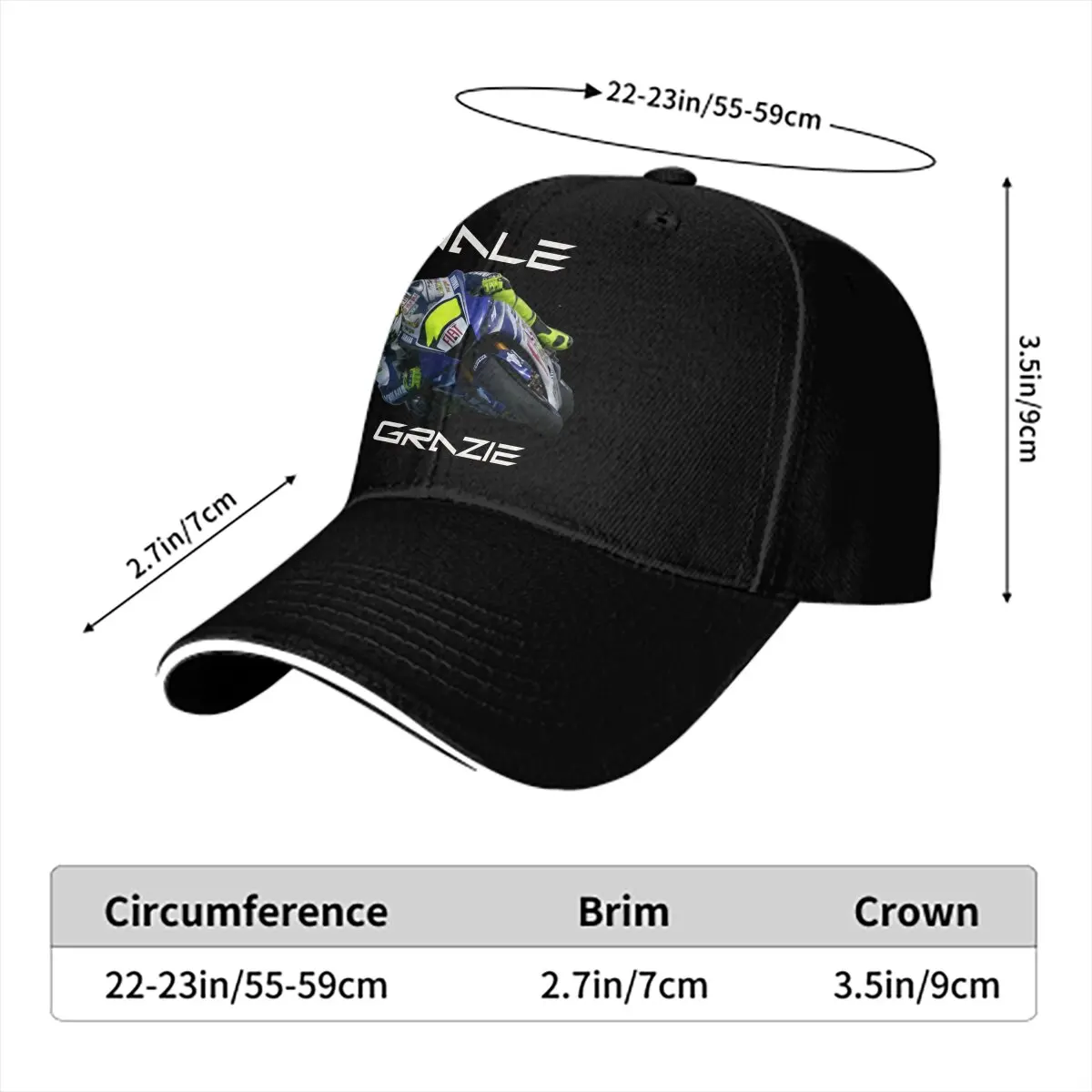 Grazie Vale Moto Gp Rossi Multicolor Hat Peaked Women's Cap Personalized Visor Protection Hats