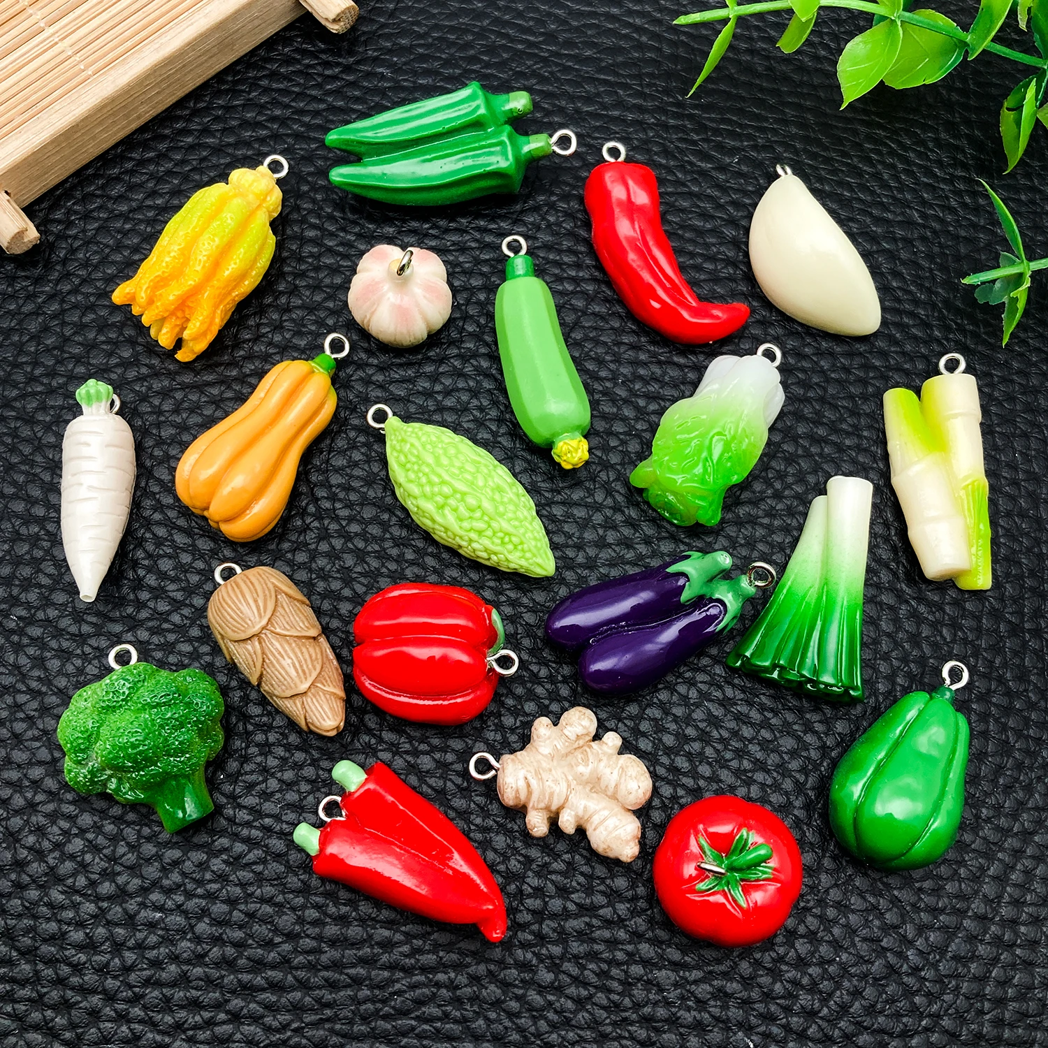 20pcs Resin Stereo Vegetable Series Charms Pendant DIY Earrings Necklace Bracelet Keychain Jewelry Accessories