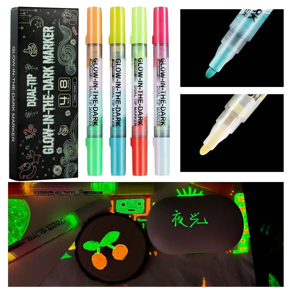 Dual Tip Marker Pen Glow in The Dark DIY Graffiti Highlighter Pen Hand Painting Magic Pen Hand Account Pen School Office