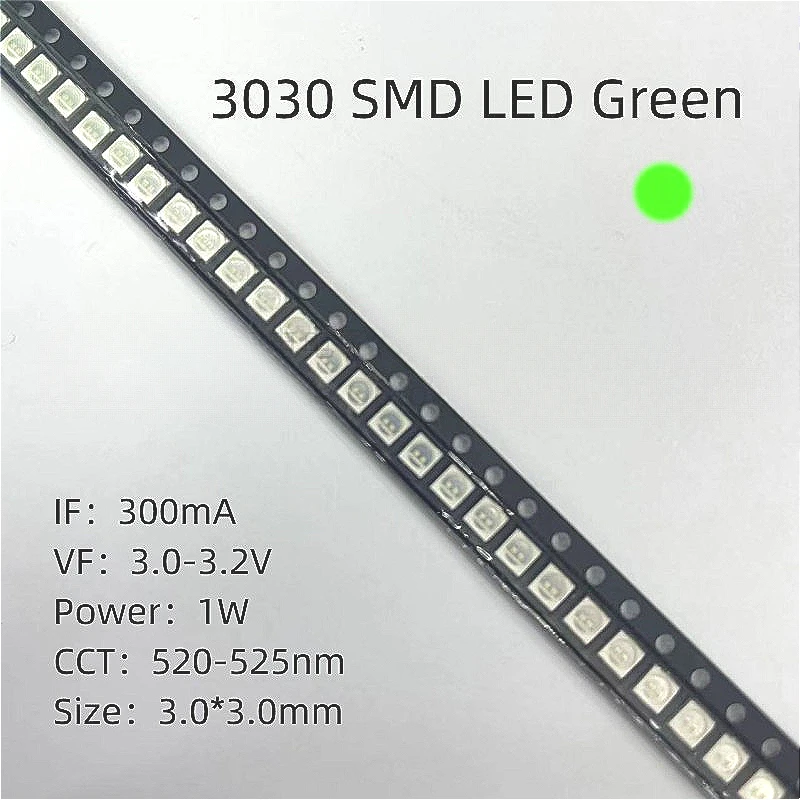 1W 3030 SMD LED Green 3.0*3.0mm High brightness High quality lamp beads