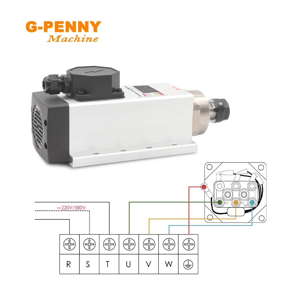 Imagem -05 - Cnc Spindle Motor Refrigeração a ar Eixo Refrigerado a ar Rolamentos de Esferas de Cerâmica 220v 2.2kw Er20 300hz Pcs
