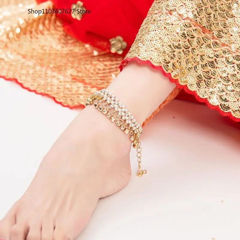 Indian specialty jewelry, India-Pakistan style waist chain, anklet, rhinestone gold-plated dance performance accessories