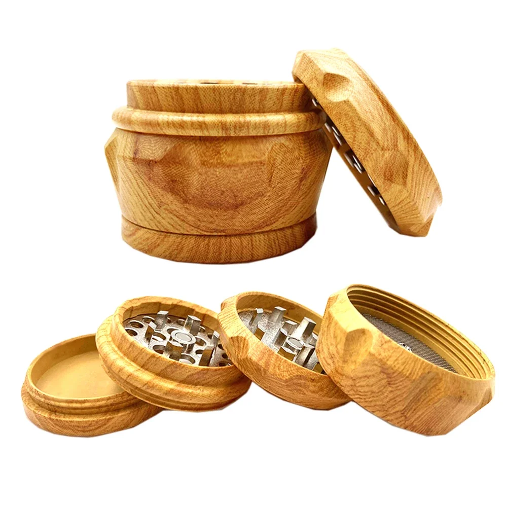 

Resin-Wooden 4 Layers Herb Grinder Metal Machine 40mm Smoke Crusher Hand Muller Pollinator Smoking Tools