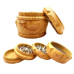 Resin-Wooden 4 Layers Herb Grinder Metal Machine 40mm Smoke Crusher Hand Muller Pollinator Smoking Tools