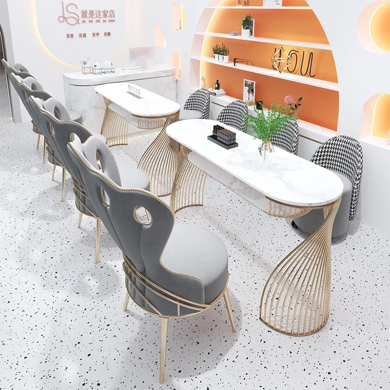 

Professional Nails Tools Furniture Golden Luxury Table Manicure Nail Portable Reconstruction Folding Design Tables Tabl White