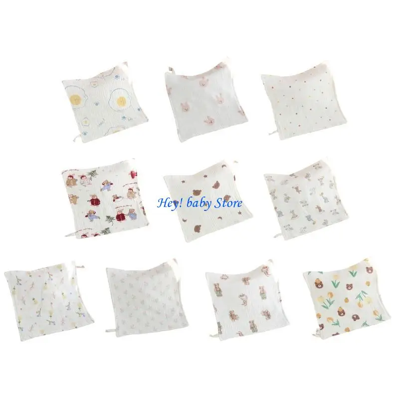 

Q1FE Хлопковое полотенце для лица с рисунком ребенка, муслиновая ткань для отрыжки, квадратное полотенце для новорожденных, 4