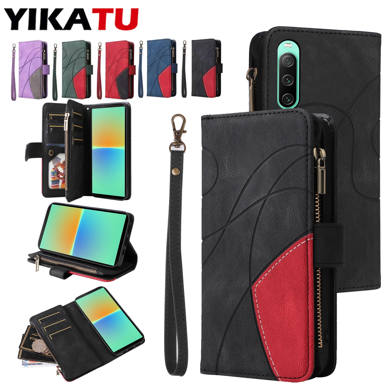 Funda de cuero con ranura para tarjetas para Sony Xperia 10 IV / Xperia 10 V / Xperia 5 IV / Xpevia 5 V / Xperia 1 IV / Xperia 1 V / Coque