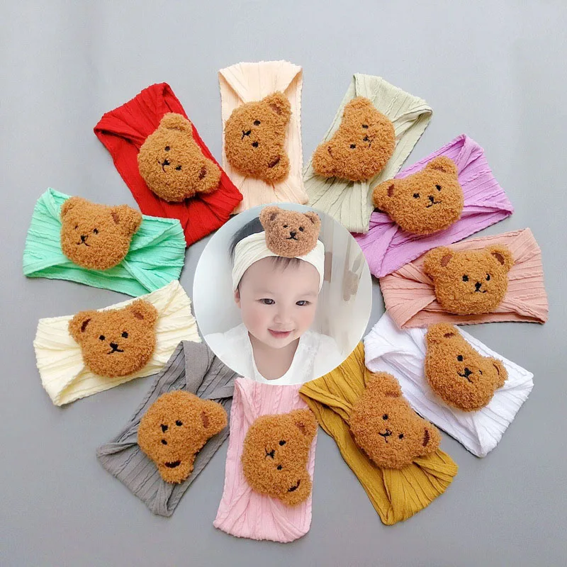 New Cute Cartoon Bear Baby Headband Turban Soft Elastic Newborn Baby Girls Hair Band Infant Kids Headwear Baby Hair Accessories