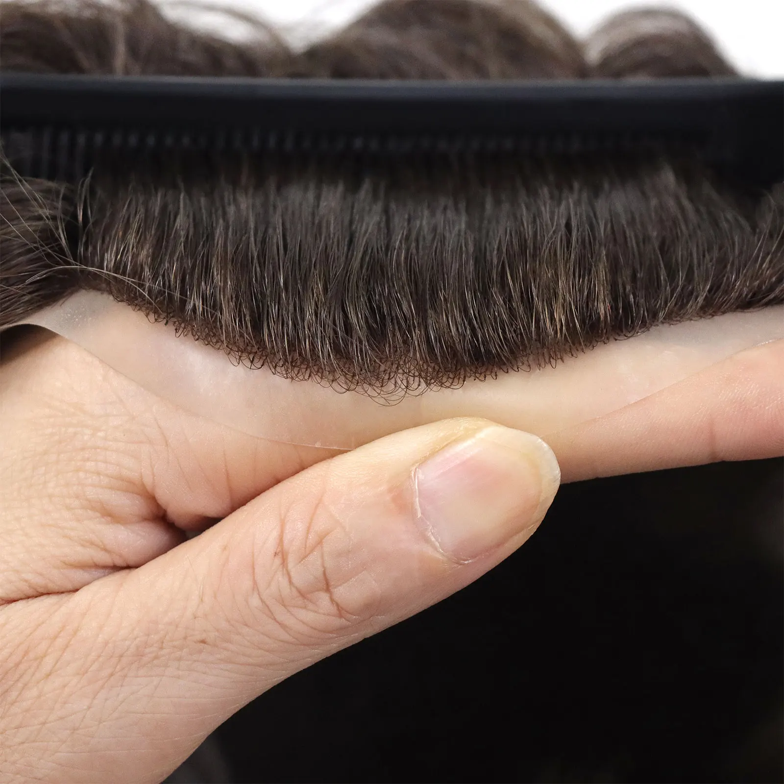 16x24 سنتيمتر البني أستراليا قاعدة الرجال الشعر المستعار شعر الإنسان تنفس الدانتيل مع بولي PU قطعة شعر غير مرئية الرجال الشعرية الاصطناعية 130%