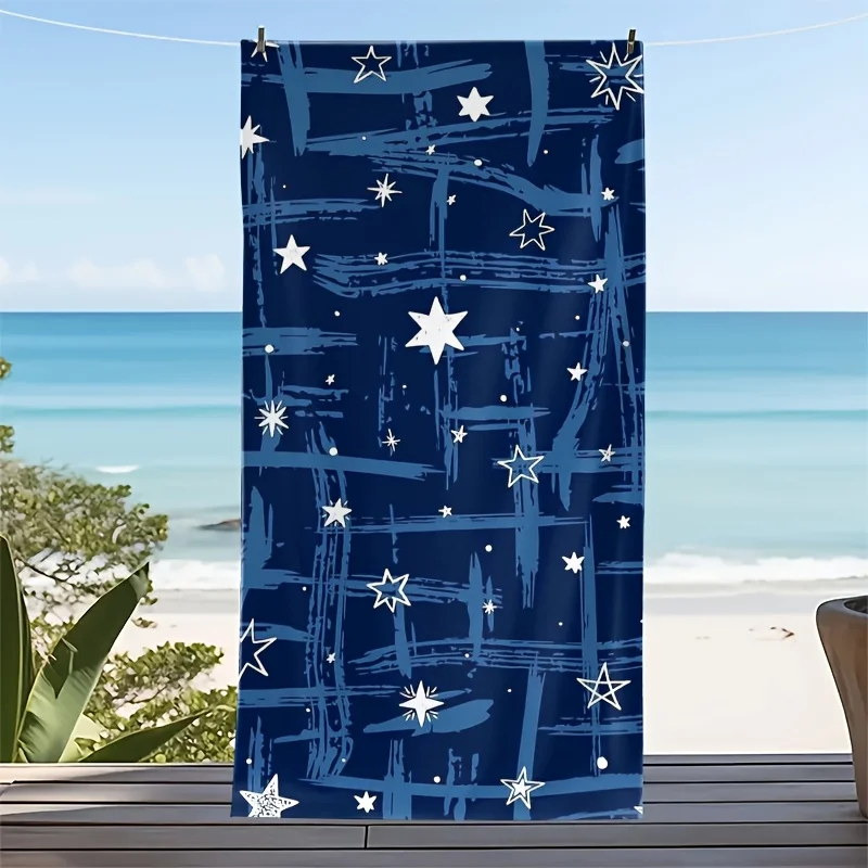 Night Sky Starry Pattern Towel Dark Blue Background for Men Travel Camping Accessories