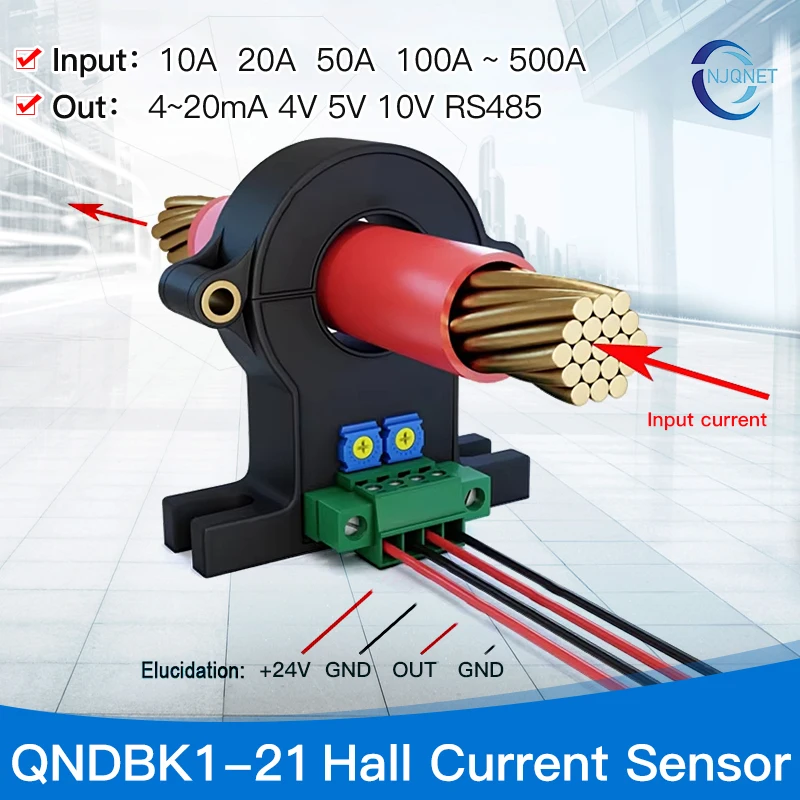 Czujnik prądu dzielonego obwodu QNDBK1-21 AC 30A 50A 100A 200A 300A 400A / 4~20mA +24V DC Przetwornik prądu Czujnik prądu z efektem Halla — zdjęcie produktu 4