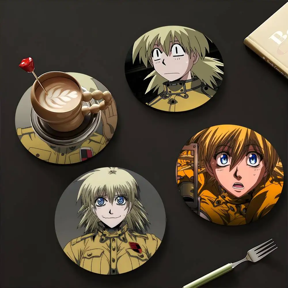 1pc Seras Victoria Hellsing Wooden Coaster Colour Printing Cup Mat Home Desk Decoration Gifts