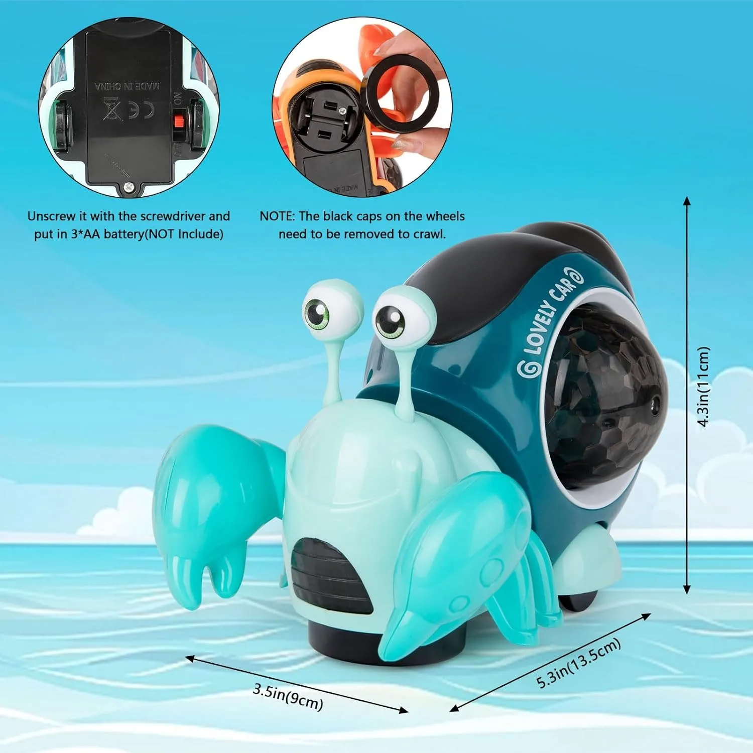 Electric Hermit Crab Universal Driving Lighting Music Novelty Toys Educational Early Education copy