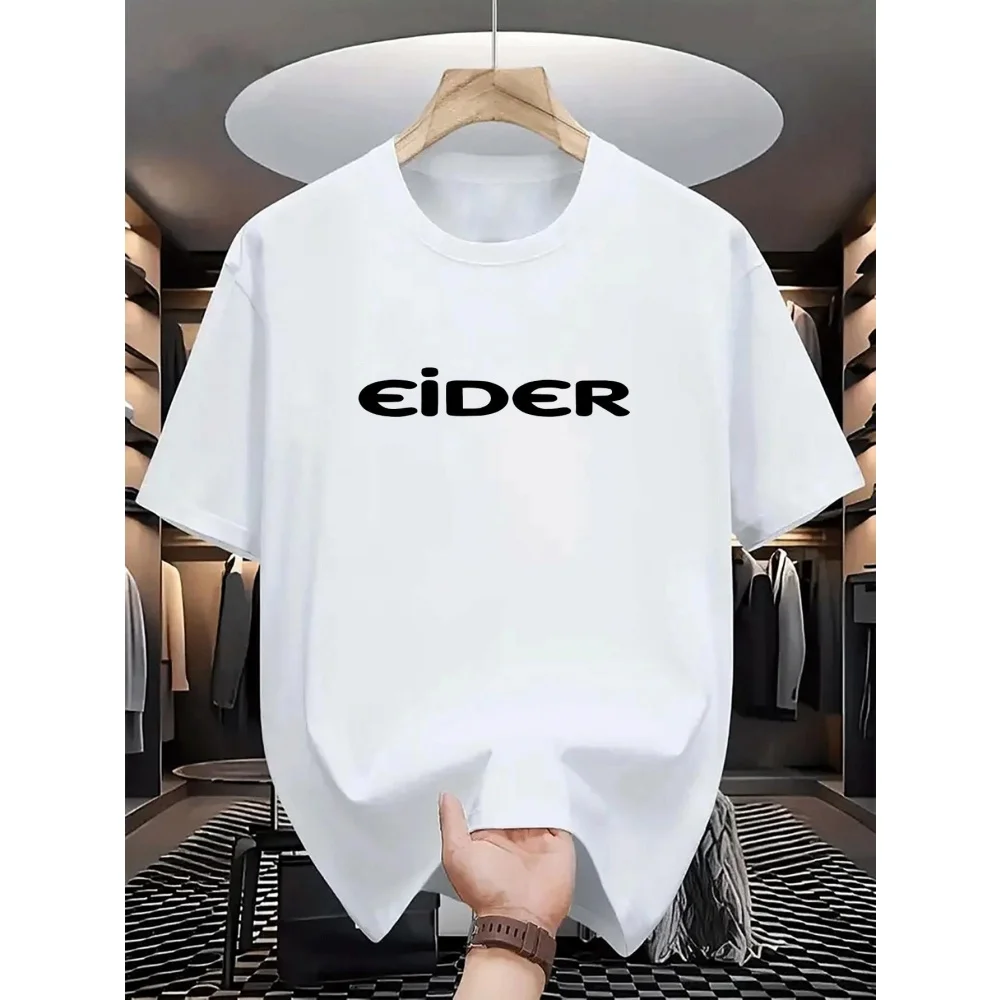 2026 New Men's T-shirt Letter Printed Tshirt Polyester Oversized Loose Crew Neck Street Fashion Top