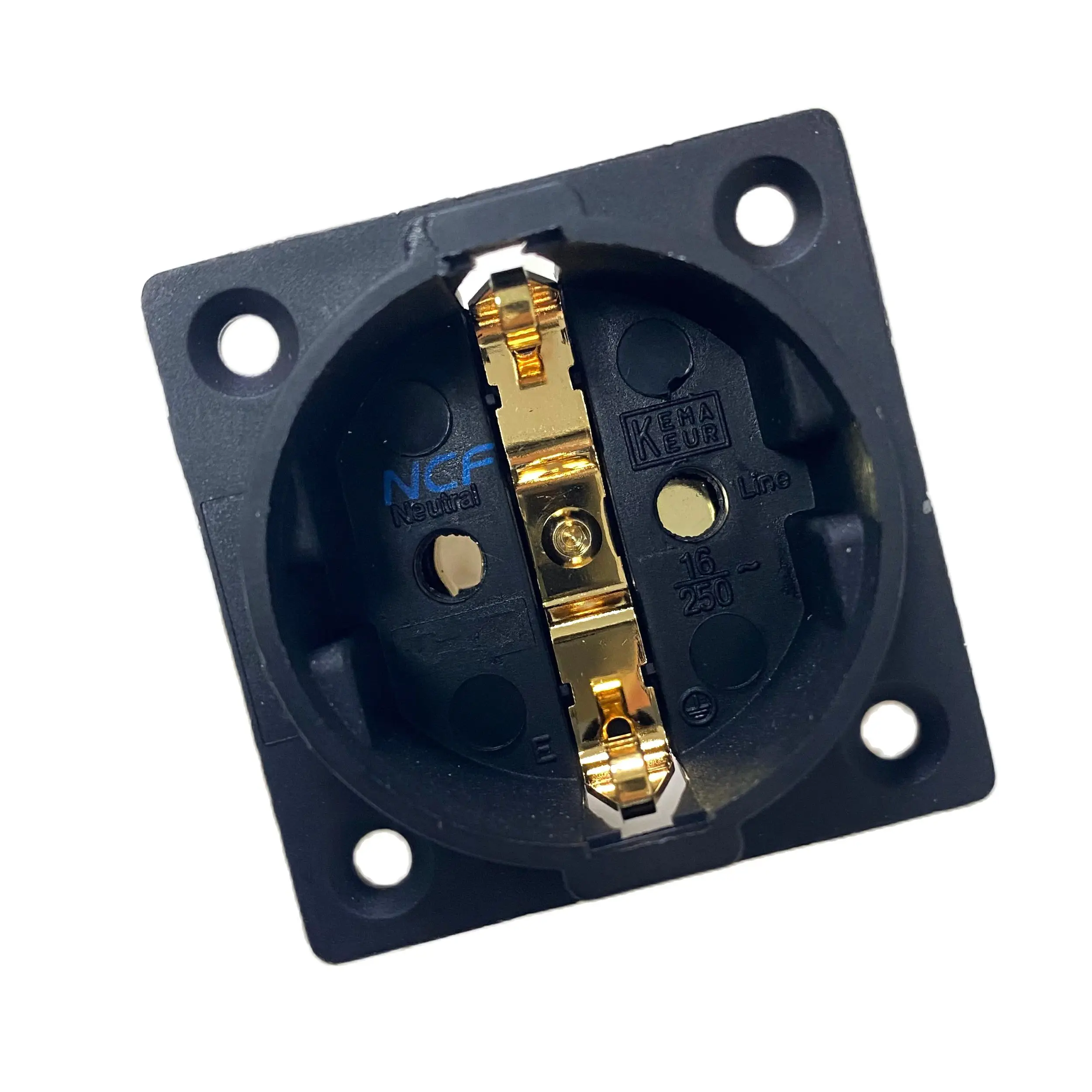 Schuko Socket NCF FI-E30 AC 250V 16A EU 2 Pin IEC Inlet Power Uitimate Schuko Chassis Socket Plated Rhodium/Gold Neutral Copper