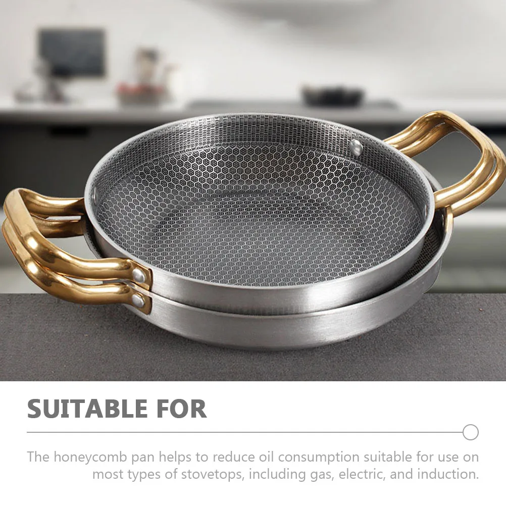 

Cooking Pan Stainless Steel Griddle Skillet Honeycomb Non Stick Fry Frying Pans Seafood Deep Cookware Frypan
