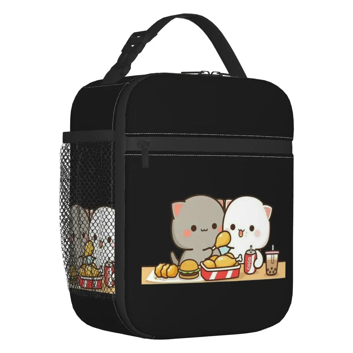 Custom Peach And Goma Mochi Cat Portable Lunch Box  Waterproof Cooler Thermal Food Insulated Lunch Bag School Children Student