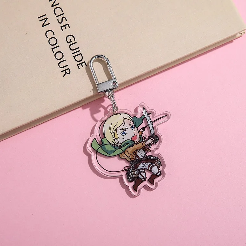 1/7Pcs Anime Figures Attack on Titan Acrylic Car Keychain Backpack Pendant Funny Bag Charms Accessories Decoration Holiday Gifts