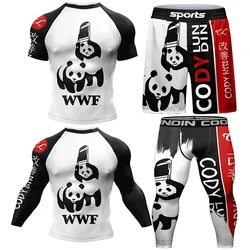 Jiu Jitsu Rashguard MMA T-shirt et pantalon pour hommes, ensembles de boxe, herbe grappin brésilienne, j Rash Guard, sport trempé, gym, muay-thaï, boxbones