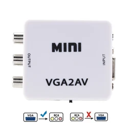 1080P VGA To CVBS AV Composite 3RCA Converter Adapter Mini Video Box 3.5mm Audio Input USB Power for Desktop Laptop PC To TV