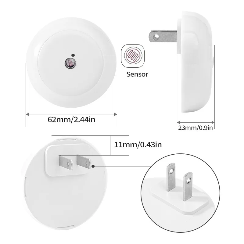 Imagem -06 - Led Night Light com Sensor Inteligente Plug in Dusk to Dawn Lâmpada de Parede para Banheiro Corredor Cozinha Escada Quarto