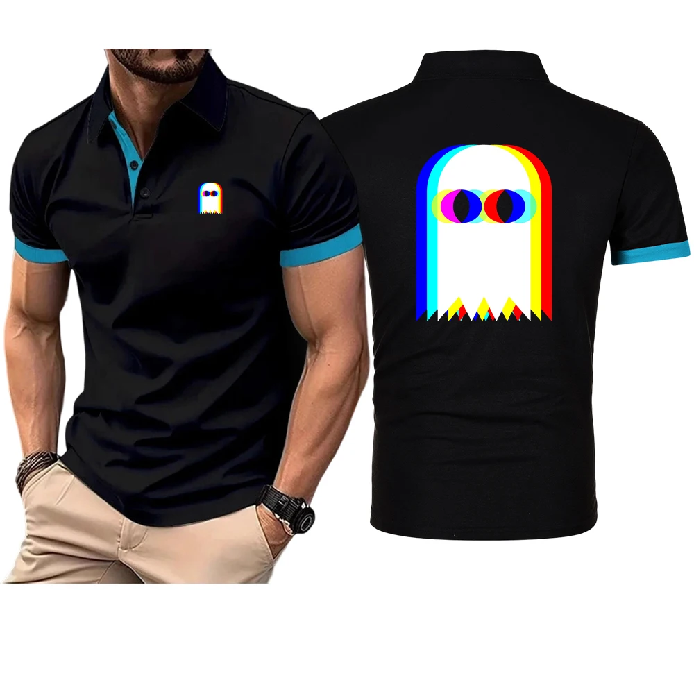 Lightweight Ice Silk Sweat Absorption Top Funny Ghost Psychedelic Vaporwave Halloween EDM Music High Quality Polo Shirt