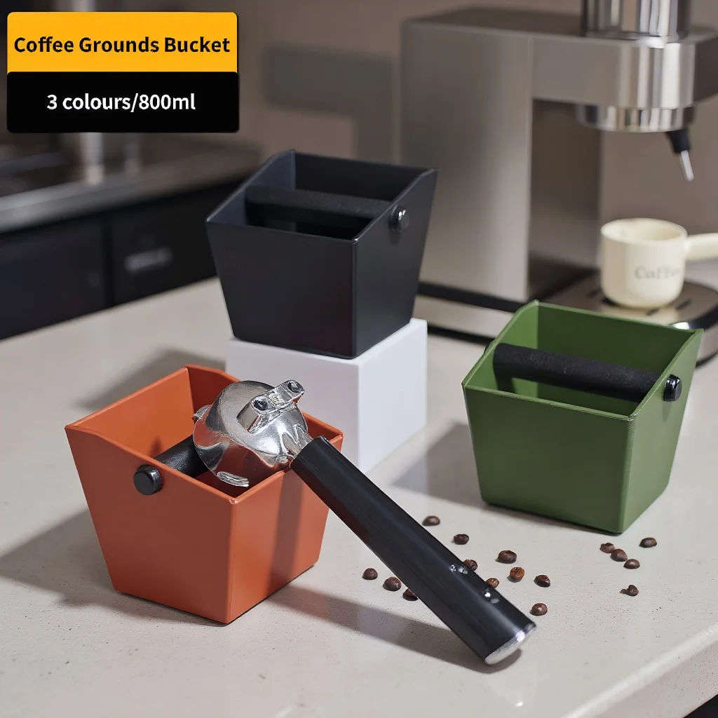 Caja de golpe de café ABS con varilla de goma extraíble, caja de golpe para Espresso, contenedor cuadrado inclinado para posos de café, accesorios para Barista Espresso