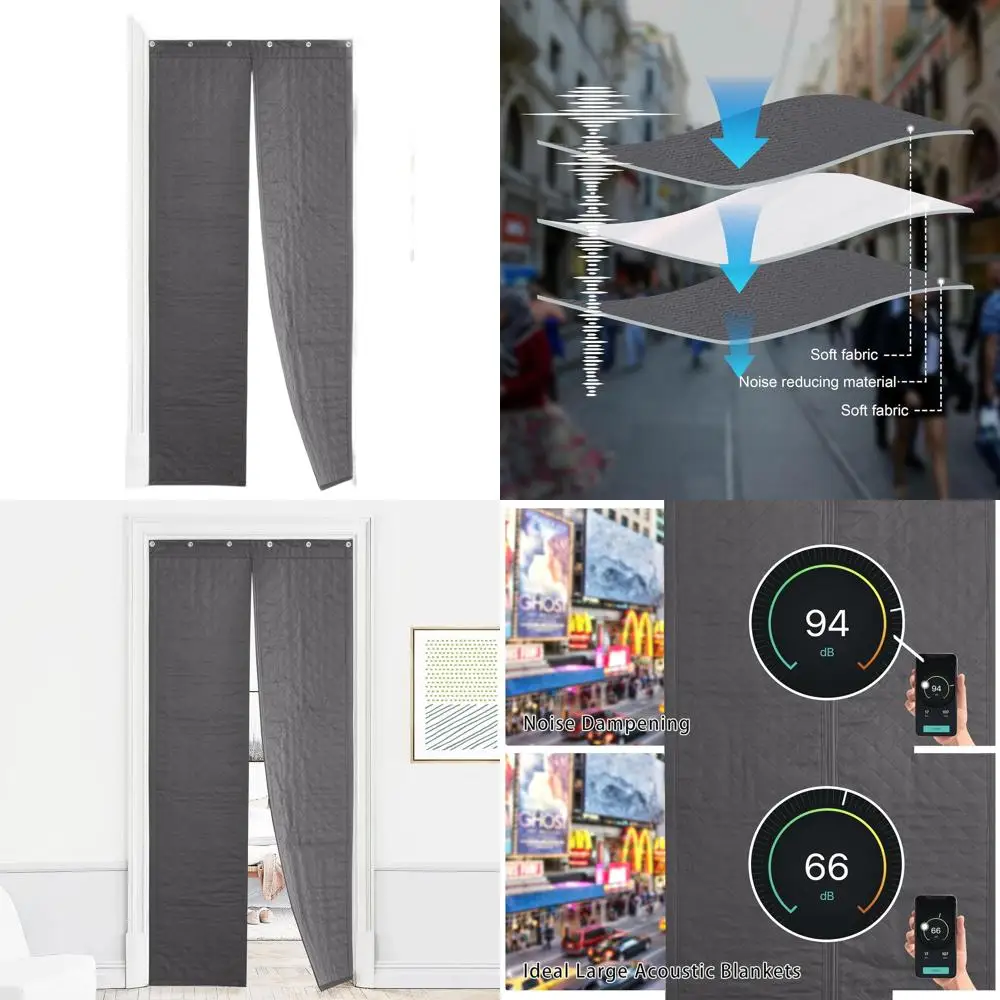 

Thermal Insulating Magnetic Blackout Curtain, 100% Light Blocking, Windproof, Door/Window Divider, Grey, 36x82 inches.