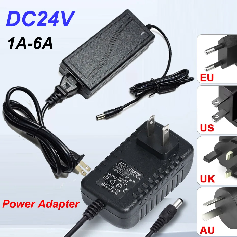 AC 110-240V LED-Treiber-Adapter AC zu DC 24V 1A 2A 3A 5A 6A Netzteil Konverter Transformator US EU AU UK Stecker für LED-Streifen