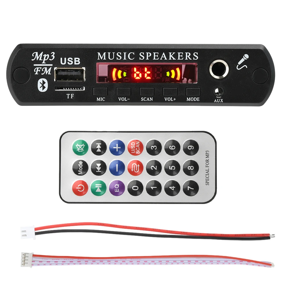 DC 12V D163BT Bluetooth 5.1 MP3/WMA/WAV/APE/FLAC Decoder Board Car Audio USB TF FM Radio Module Music Player Without Amplifier
