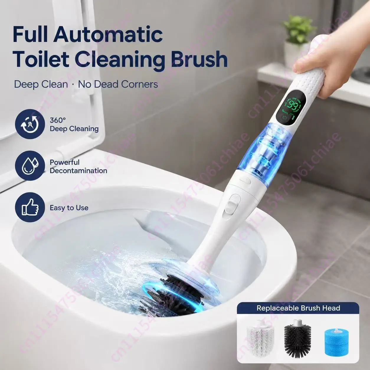Electric Toilet Cleaning Brush Long Handle Wireless Model Household Bathroom Toilet Cleaning Artifact Cleaning Tool Toilet Brush