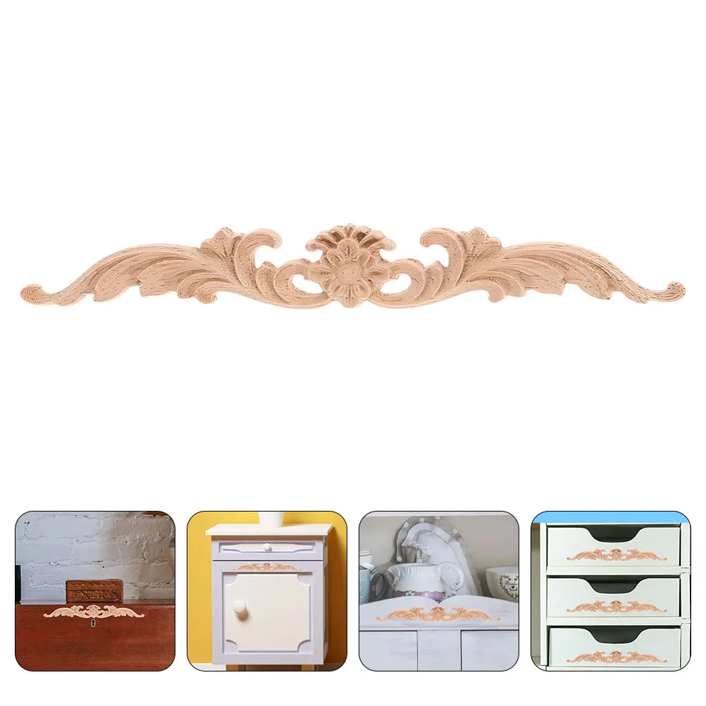 

4pcs Solid Wood Carved Appliques Decorative Wooden Inlays For Furniture Door Frame Cabinet Wall Mantels Diy Home Garden Trim