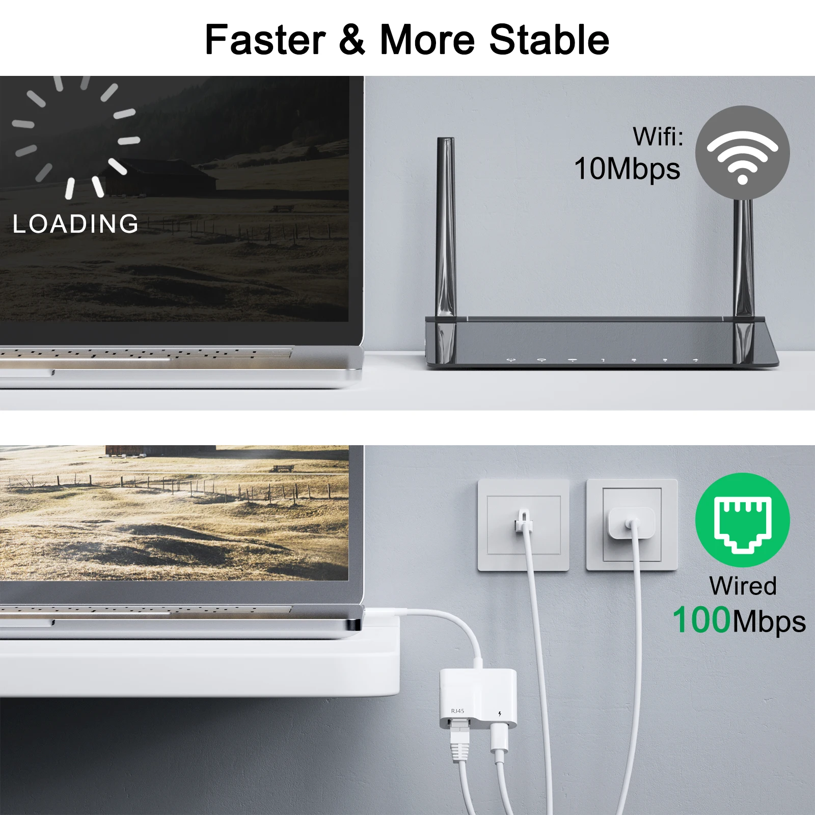 Type USB C to Ethernet RJ45 Adapter with PD 60W Charge 10/100Mbps LAN Network Hub for MacBook Pro/Air iPad Pro Xiaomi and More