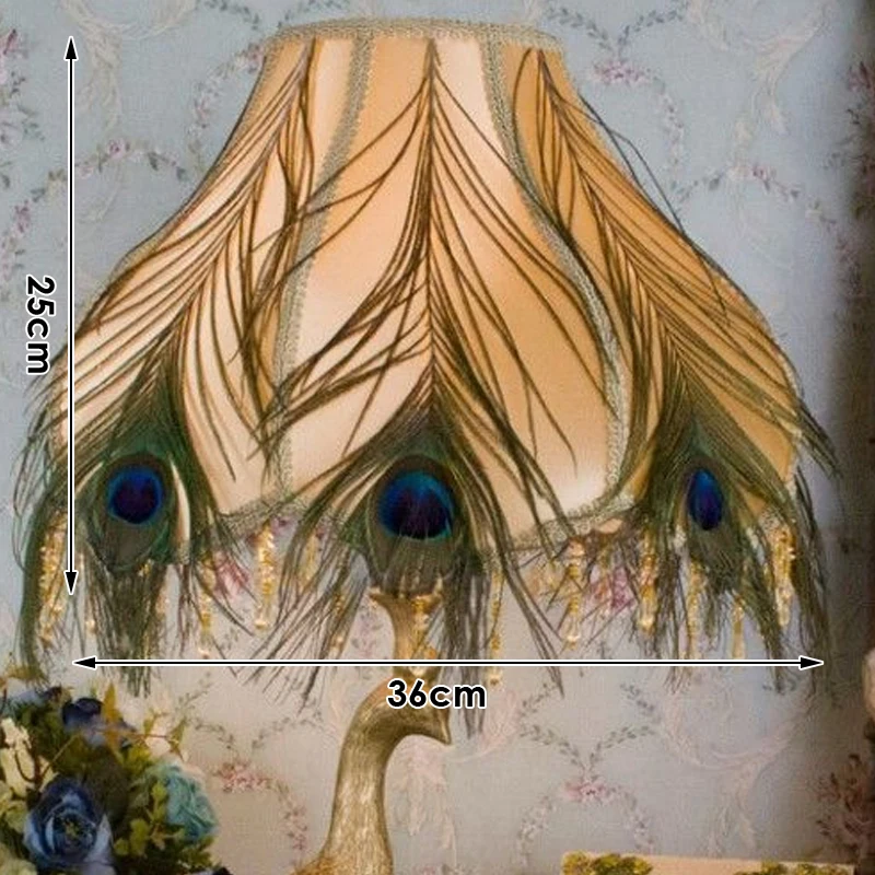 Abażur w stylu europejskim luksusowy lampka z piór lampa pokrywa żyrandol Retro tkanina sztuka frędzle koralik koronka abażur wystrój domu