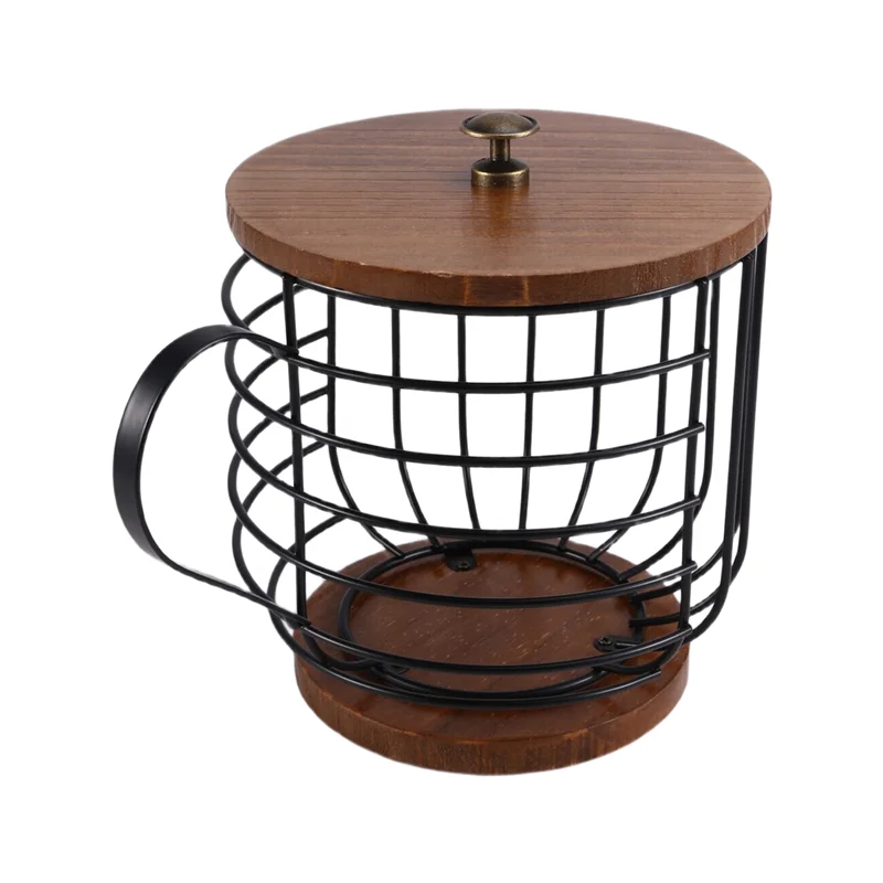 

B50C Coffee Box Storage Box, Large Storage Basket, With Wooden Base And Cover, Suitable For Kitchen And Office.