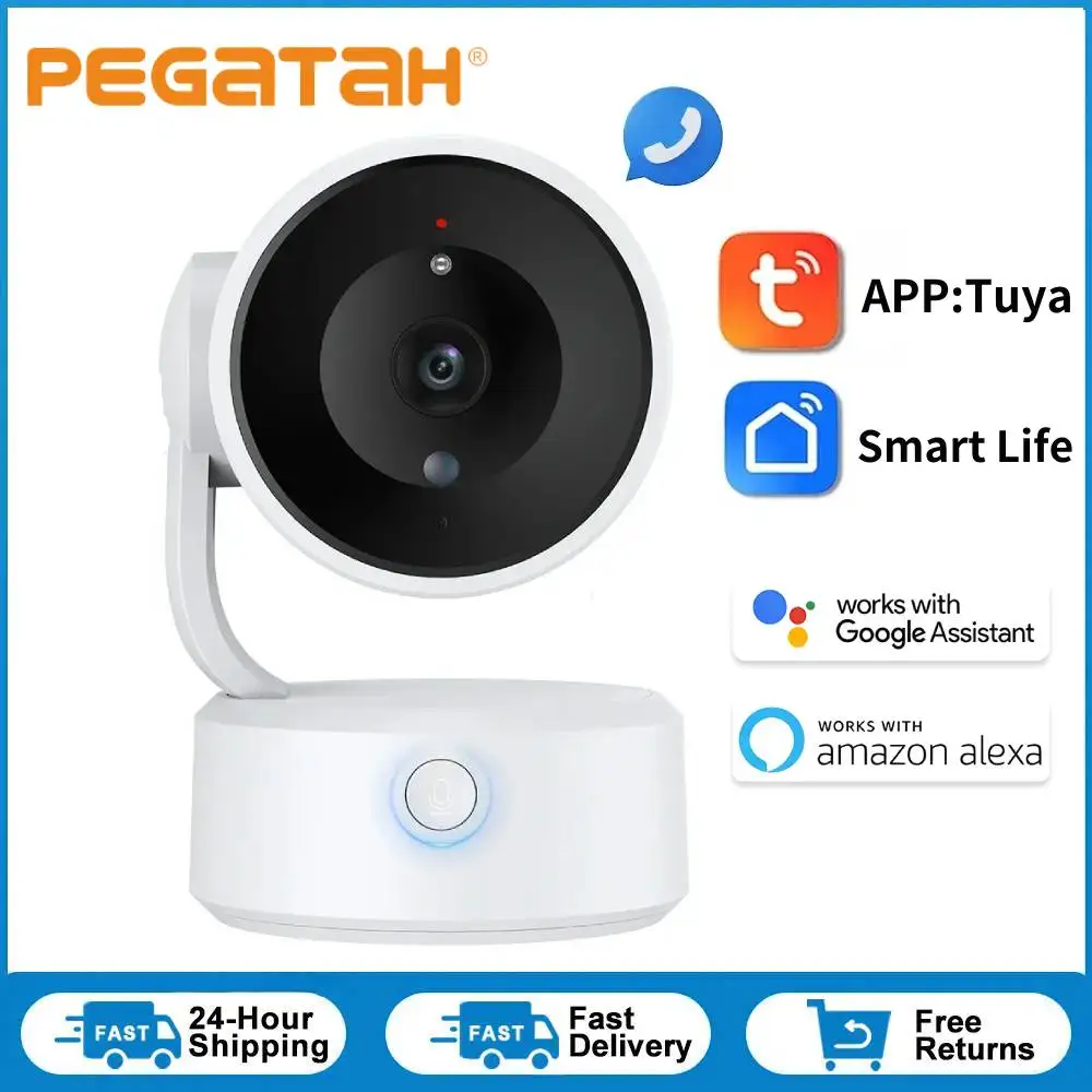 

WIFI Tuya Camera Indoor 5MP Baby Monitor Two Way Talk 4X Zoom PTZ 360° Surveillance Cameras Support Alexa Google Smart Life