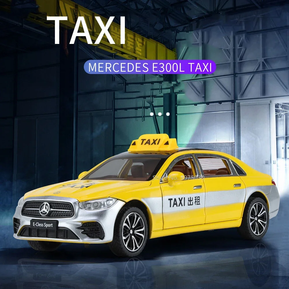 1:24 スケール E300L タクシー高シミュレーション車モデルおもちゃダイキャストメタル合金車両サウンドライトプルバックコレクション子供のおもちゃギフト