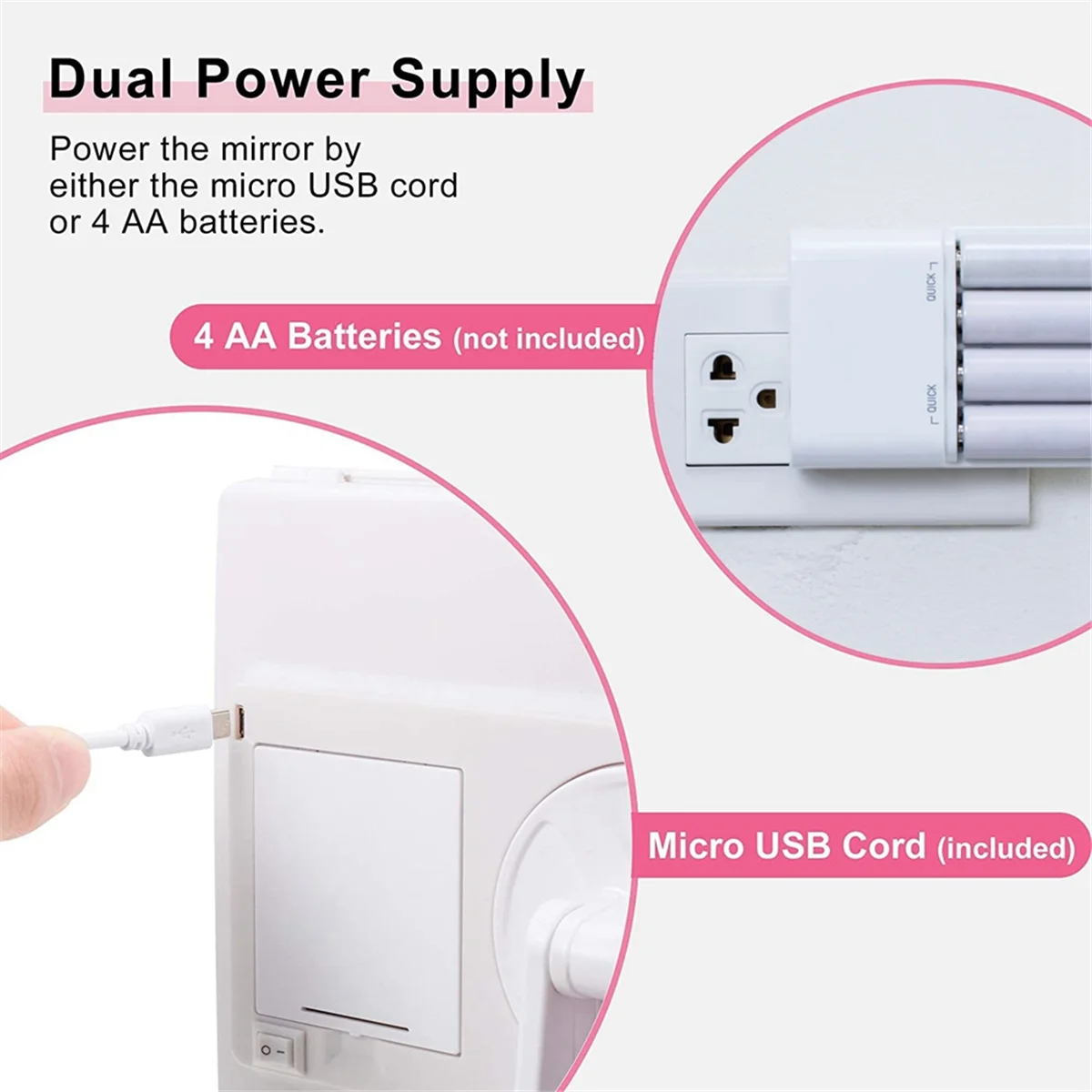 Trifold แต่งหน้ากระจก 22 ไฟ LED,10X/3X/2X การขยายแบบพกพาพับ Lighted โต๊ะกระจกเครื่องสําอาง,สีขาว