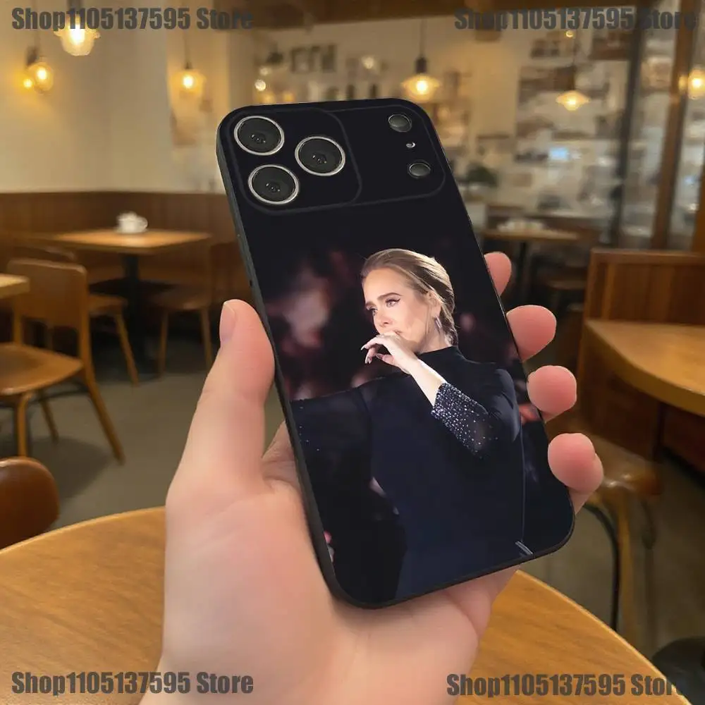 Casing Ponsel Singer A-Adele Untuk iPhone 17,16,15,14,13,12,11,Pro,XS,Max,XR,Plus,E,SE4,Mini Hitam Bahan Lembut