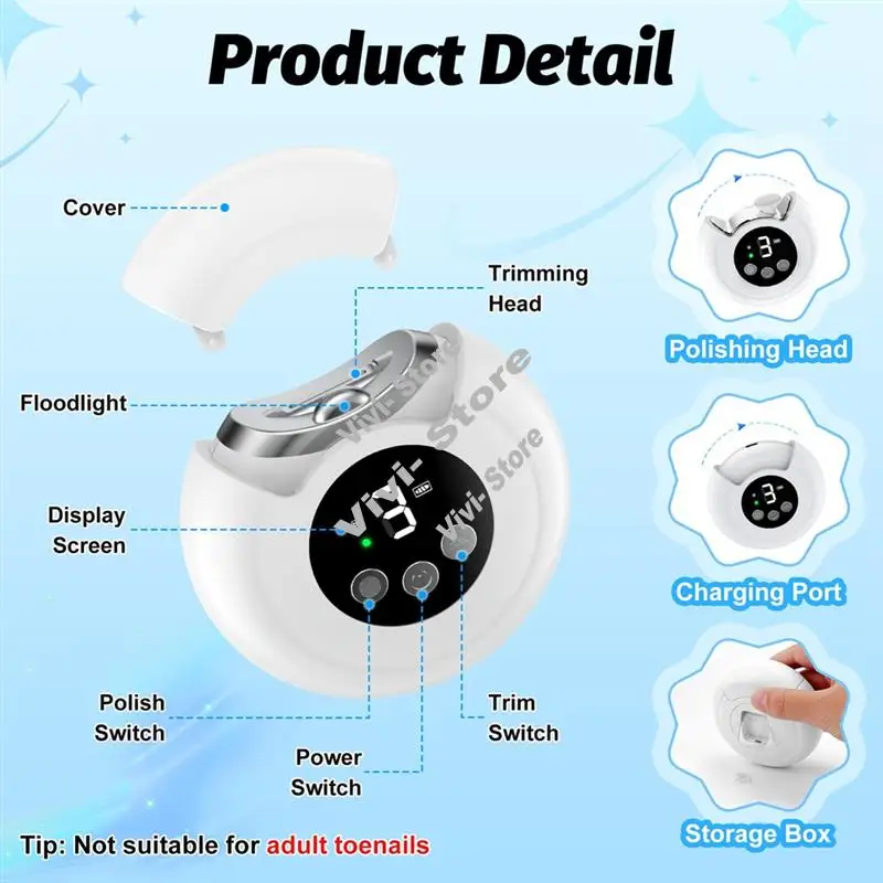 

Nail Trimmer Electric, Electric Nail Clipper, Baby Nail Clipper With Nail File& 3 Speed Gears For Baby, Adult Seniors