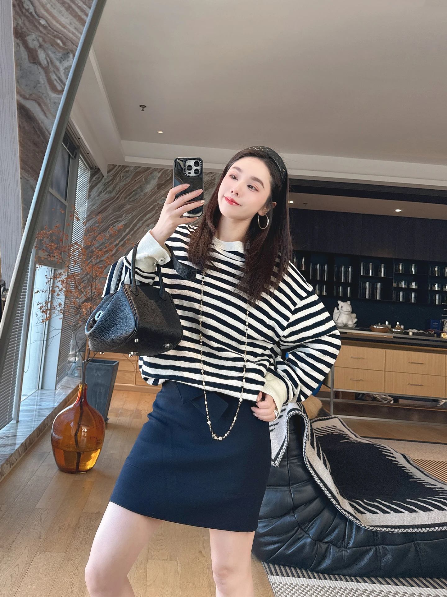 

Mandyen Women's Loose Fit Long Sve Striped Sweatirt 00% Cotton Comfortable Breathable Spring Faion Design T-irt