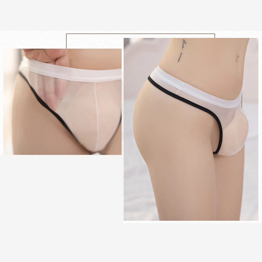 T-back Thongs Men Penis Bulge Pouch Briefs Sexy See Through G-string Low Rise Underwear Transparent Erotic Panties Underpants