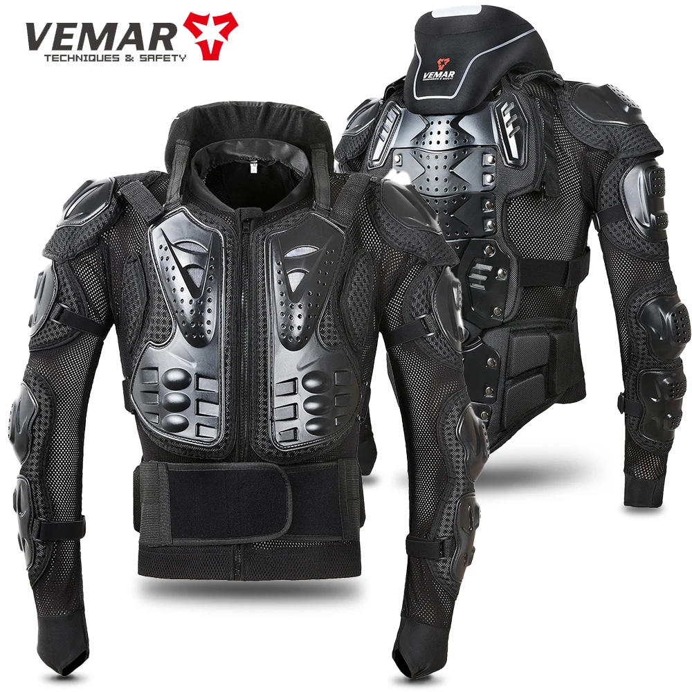 VEMAR-Chaqueta de motocicleta de cuerpo completo para hombre, Protector de pecho y espalda, armadura corporal de Moto, chaqueta de carreras de