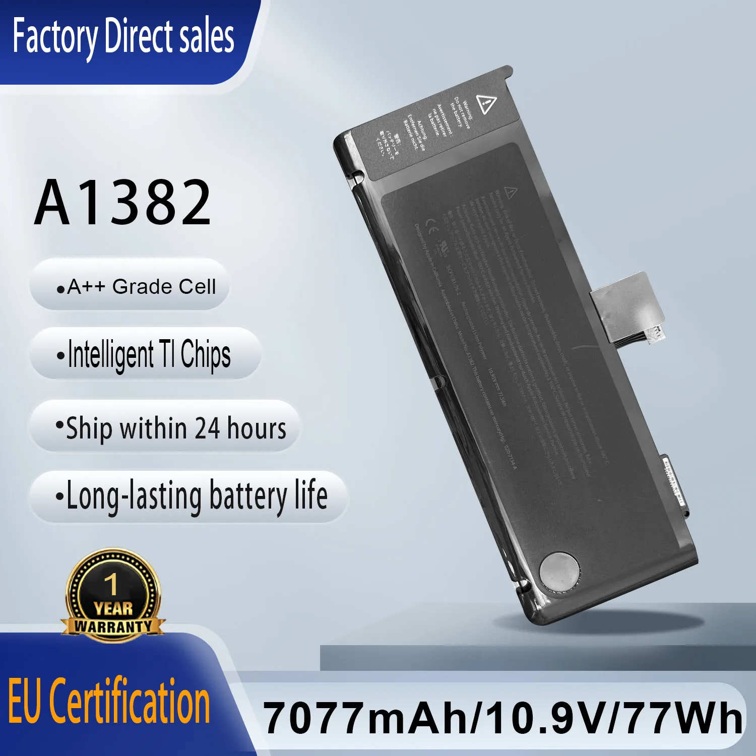 New A1382 A1286 Laptop Battery For 15 inch MacBook Pro 8,2 9,1 A1286 2011 2012 Version MC721 MC723 MC847 MD318 MD322 MD103 MD104