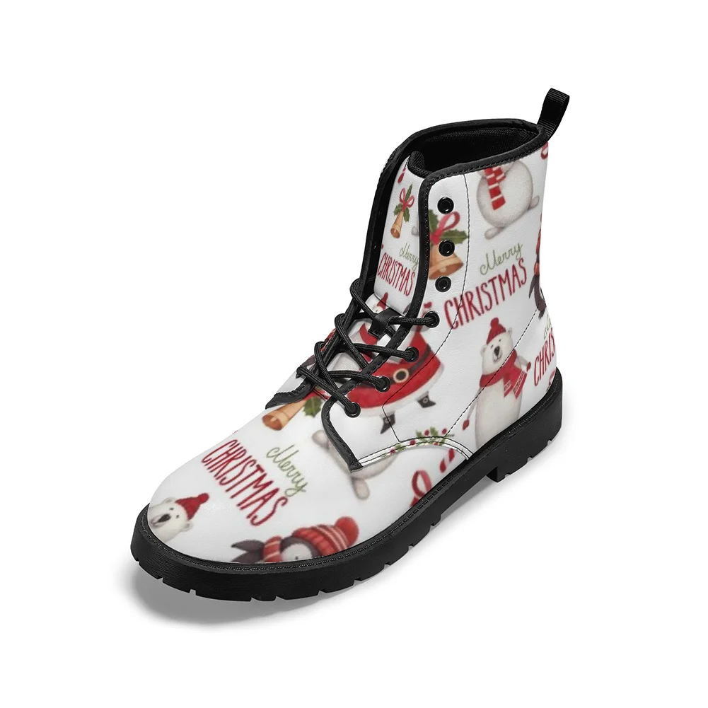 

Christmas-themed white printed mid-calf boots, classic and stylish casual boots, winter boots for men and women.