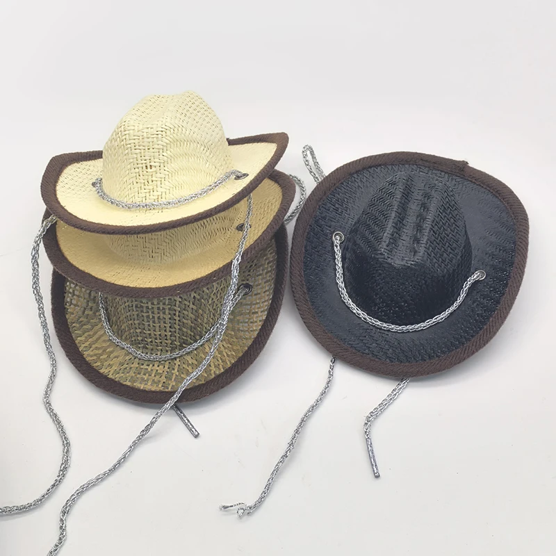 Sombrero de paja de vaquero para mascotas de verano, sombrero de paja para perros y gatos, accesorios, Mini tela de papel, sombrero de paja pequeño para mascotas